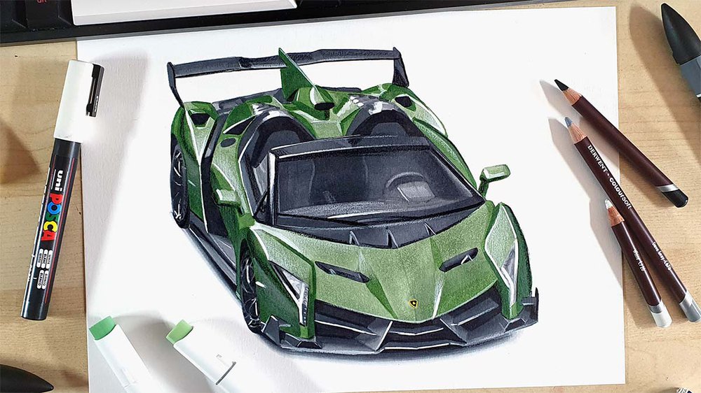 How to Draw a Veneno Roadster in 14 Simple Steps